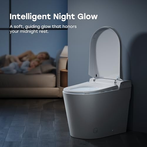 HOROW T39 Luxury Smart Toilet with Bidet, Modern Elongated Toilet for Bathroom Remodel, ADA Bidet Toilet with Anti-Splatter Foam Shield, Smart Display, Heated Seat & Instant Warm Water, Night Light