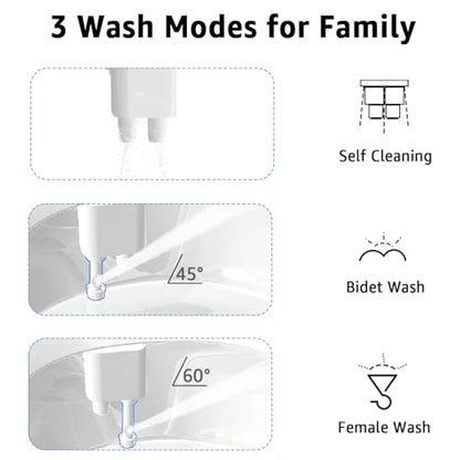Aünsffer Bidet Toilet Attachment, Toilet Bidet Cold Water No-Electric, 3 Wash Modes Female Wash/Bidet Wash/Self-Cleaning, Super-Slim Design, 2 Years Support, Black - color: Black