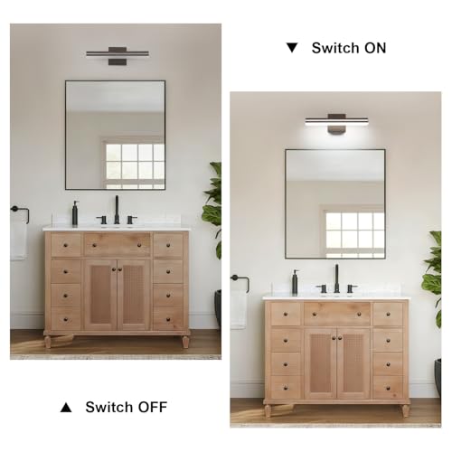 SineRise 16-Inch LED Modern Bathroom Vanity Light Bar, Brown Modern Acrylic Bathroom Wall Lighting Fixtures Over Mirror (Cool White 6000K) - color: Brown-Cool White, size: 16-Inch