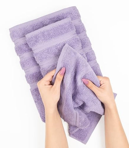 American Soft Linen 100% Cotton Luxury Turkish Towels, 6 Piece Towel Set | Soft Absorbent Quick Dry OEKO Tex Standard 100 Certificated Durable Machine Washable Premium Hotel Quality - color: Lilac, size: (27"x54") + (16"x28") + (13"x13")