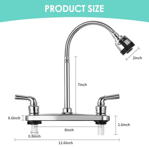 RV Kitchen Faucet Non-Metallic, Flexible Spout for Campers, Motorhomes, Travel Trailers - color: Chrome
