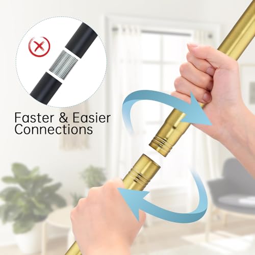 BRIOFOX Shower Curtain Rod Adjustable 18-64 Inch, Spring Tension Shower Rod No Drilling Non Slip, Brushed Gold - color: Brushed Gold, size: 18-64 Inch