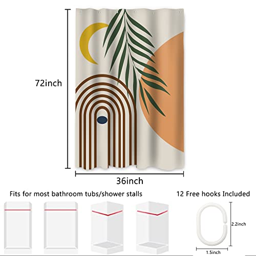AWERT Small Half Size Stall Shower Curtain with 6 Hooks Shower Stall Curtain 36 x 72 Boho 36 inch Shower Curtain for Bathroom/RV and Camper (Boho) - color: Beige, size: 36"W x 72"L (Pack of 1)