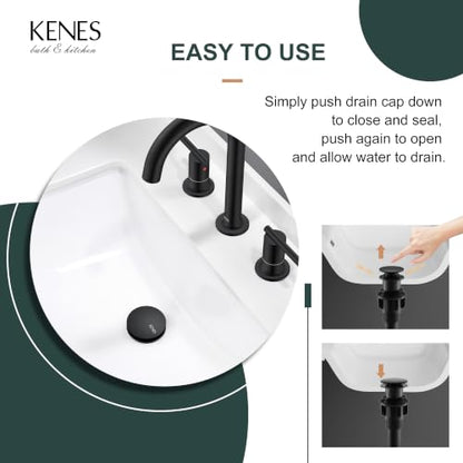 Pop Up Bathroom Sink Drain Without Overflow, Matte Black Pop Up Drain | Bathroom Vanity Sink Drain Assembly, Built-in Anti-Clogging Strainer, Plastic Pop Up Drain for Bathroom Vanity Vessel Sink - color: Matte Black, size: Big Pop up Cap (Without Overflow