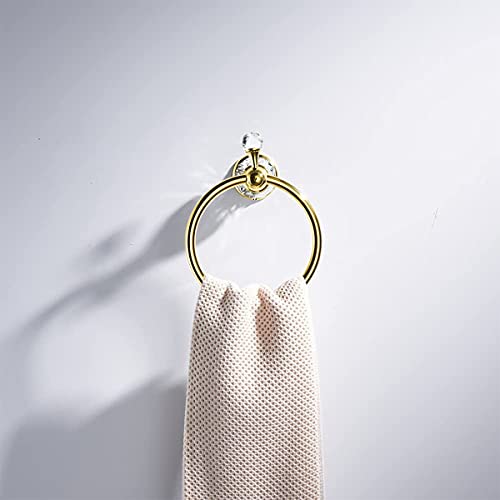 WOLIBEER Crystal Towel Ring, Gold Toilet Paper Holder Hand Towel Holder Towel Hook Tissue Roll Paper Holder Wall Mounted Towel Hanger 2 Pieces Sets - color: Gold