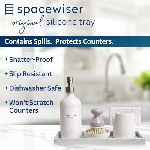 Silicone Countertop & Vanity Bathroom Tray – 2 PC 11.7" | Bathroom Tray Set, Bathroom Tray Countertop, Bathroom Counter Tray, Dish Soap Kitchen Tray & Bathroom Organizer Countertop - color: Marble Design, size: 2 PC Large - 11.7”