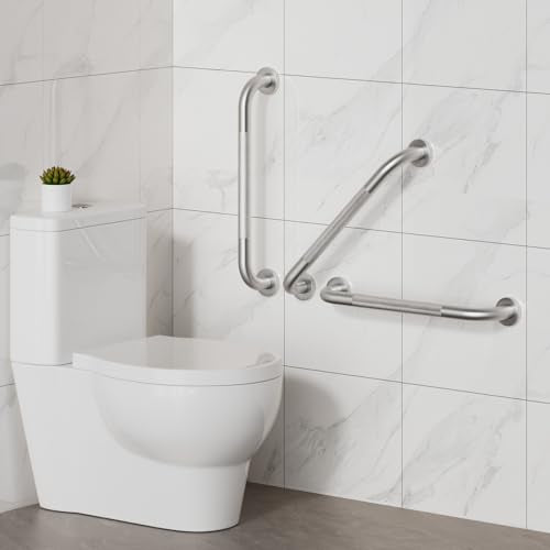 2 Pack Grab Bars for Bathtubs and Showers, NEWRAIN 16 Inch Stainless Steel Wall Bathroom Shower Handle, Anti Slip Brushed Nickel Safety Bars Toilet Handicap Elderly Senior Assist Bath Saft Hand Rail - color: Brushed Nickel
