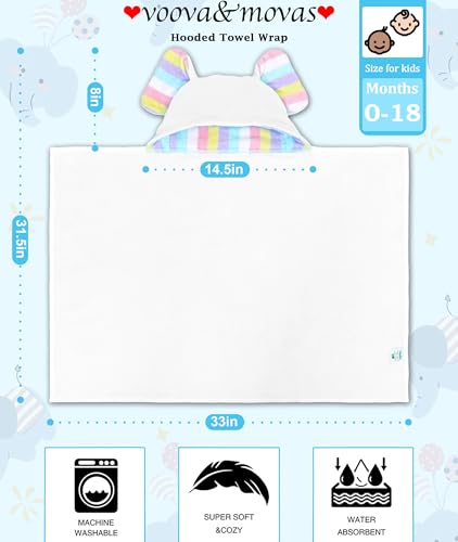 VOOVA & MOVAS White Baby Hooded Towel, Organic 100% Cotton,33"X31.5" - color: White Elephant, size: 33 x 31.5 inches