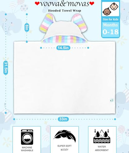 VOOVA & MOVAS White Baby Hooded Towel, Organic 100% Cotton,33"X31.5" - color: White Elephant, size: 33 x 31.5 inches