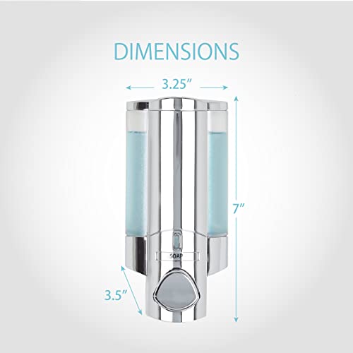 Better Living Products 76140-1 AVIVA 1 Chamber Wall Mount Soap and Sanitizer Dispenser, Chrome | 1 Chamber, Soap and Sanitizer Dispenser Pump, No Drill - size: 1-Chamber