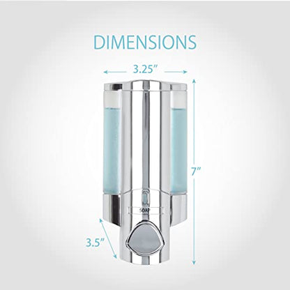 Better Living Products 76140-1 AVIVA 1 Chamber Wall Mount Soap and Sanitizer Dispenser, Chrome | 1 Chamber, Soap and Sanitizer Dispenser Pump, No Drill - size: 1-Chamber