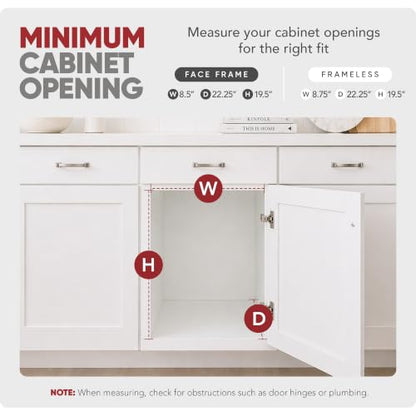Rev-A-Shelf 2-Tier Pullout Shelf and Drawer Organizer for Kitchen Cabinets, Slide Out Storage Basket, Min Opening Width of 8.5", 9" x 22", 5WB2-0922CR-1 - size: 9" W x 22"D, style: Two Tier