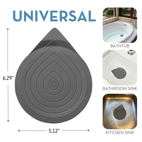 Drain Stopper for Bathtub, Sink & Shower – StopRing 5.12" Silicone Drain Cover with Suction Base | Universal Flat Drain Plug | Hair Catcher & Water Seal | Gray + Sky Blue + Sage Green