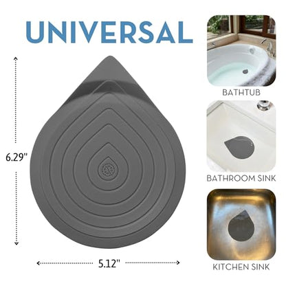 Drain Stopper for Bathtub, Sink & Shower – StopRing 5.12" Silicone Drain Cover with Suction Base | Universal Flat Drain Plug | Hair Catcher & Water Seal | Gray + Sky Blue + Sage Green