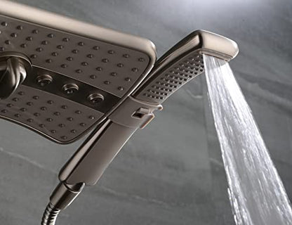 BRIGHT SHOWERS High Pressure Shower Head Combo with Two Spray Setting Fixed Shower Head and Two Spray Settings Handheld Shower Head with Grey Face, Brushed Nickel - color: Brushed Nickel, size: 2.5 Gallon Per Minute