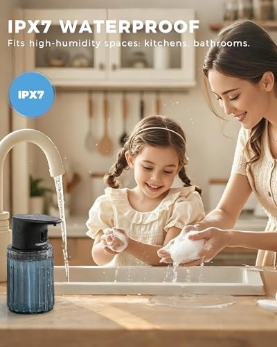 Automatic Soap Dispenser Touchless, Rechargeable Liquid Soap Dispenser | with Adjustable Dispensing Levels,10oz/300ml, IPX7 Waterproof Infrared Sensor for Bathroom & Kitchen Countertop - color: Black, style: Liquid