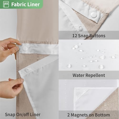 eachope No Hook Stall Shower Curtain with Snap-in Fabric Liner - 54x80 Heavy-Duty Linen Textured Striped Design,Narrow Rustic Modern Farmhouse Bohemian Bathroom Curtain,Water-Repellent,Tan/Taupe - color: Taupe, size: 54"W x 80"L (Pack of 1)