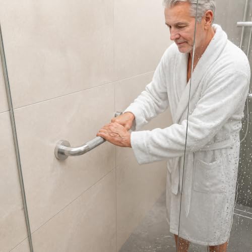 12 Inch Shower Grab Bars for Seniors, 2 Pack Brushed Nickel Stainless Steel ADA Grab Bars with 1.25'' Diameter Anti-Slip Textured Surface, Shower Safety Hand Rails for Elderly Handicapped | 1.25'' Diameter, Heavy Duty 304 Stainless Steel, Non-Slip Knurled