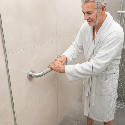 12 Inch Shower Grab Bars for Seniors, 2 Pack Brushed Nickel Stainless Steel ADA Grab Bars with 1.25'' Diameter Anti-Slip Textured Surface, Shower Safety Hand Rails for Elderly Handicapped | 1.25'' Diameter, Heavy Duty 304 Stainless Steel, Non-Slip Knurled