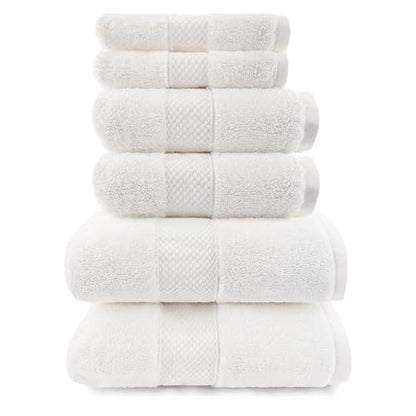 Maisonette Loft Egyptian Cotton Turkish Bathroom Towels Set, Soft & Absorbent, Ideal Quick Dry Luxury Hand & Large Bath Towels, Washcloths (6 Pack), White - color: White, style: Bath Towel Set - 6 Piece