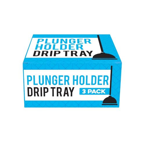 Impresa Universal Plunger Holder Caddy - Pack of 3, White Toilet Plunger Holders & Sink Storage - Easy-Clean Drip Tray - Plastic Bathroom Accessories Organizer