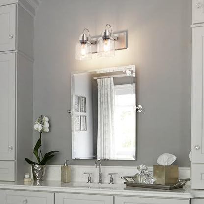 PRESDE 2 Lights Bathroom Vanity Fixtures Over Mirror Brushed Nickel Bathroom Light Fixture with Bubble Glass Globes - color: Brushed Nickel（with Bubbles）, size: 2-lights