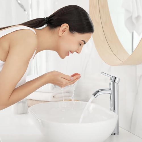 Bathroom Vessel Sink Faucet Modern Basin Mixer Tap Chrome Tall Body Single Handle One Hole Lavatory Faucet - color: T-Chrome, size: Tall