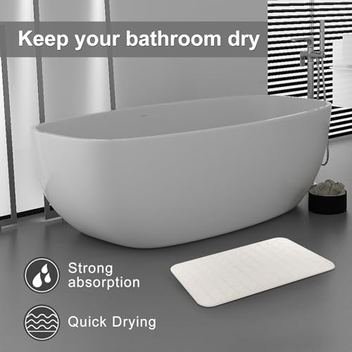 JUERLEN 2 Pack Diatomaceous Earth Shower Mat, Stone Bath Mat, Nonslip Super Absorbent Fast-Drying Hard Bath Mat for Bathroom Shower Floor, 24 x 16 inch, Grey and White Arrow Design - color: Pallid