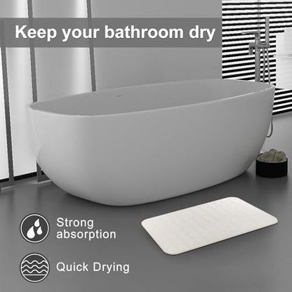 JUERLEN 2 Pack Diatomaceous Earth Shower Mat, Stone Bath Mat, Nonslip Super Absorbent Fast-Drying Hard Bath Mat for Bathroom Shower Floor, 24 x 16 inch, Grey and White Arrow Design - color: Pallid