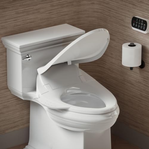 Kohler PureWash E750 Elongated Heated Bidet Toilet Seat, White with Touchscreen Remote Control, Quiet-Close Grip-Tight Lid, Self-Cleaning Wand, Warm Water Bidet, Adjustable Water Pressure, Nightlight - color: White