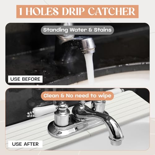 Teenyyou an Oval Hole White Faucet Mat Kitchen Sink 17.32" x 4.6" | Bathroom Faucet Absorbent Mat, Diatomite Splash Guard, Quick Drying Drip Catcher, Hole 6.22" x 2.28" - color: White, style: an Oval Hole
