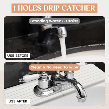 Teenyyou an Oval Hole White Faucet Mat Kitchen Sink 17.32" x 4.6" | Bathroom Faucet Absorbent Mat, Diatomite Splash Guard, Quick Drying Drip Catcher, Hole 6.22" x 2.28" - color: White, style: an Oval Hole