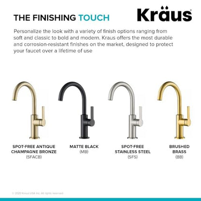 KRAUS Oletto Single Handle Kitchen Bar Faucet in Spot Free Stainless Steel, KPF-2822SFS - color: Spot Free Stainless Steel, style: Bar Faucet