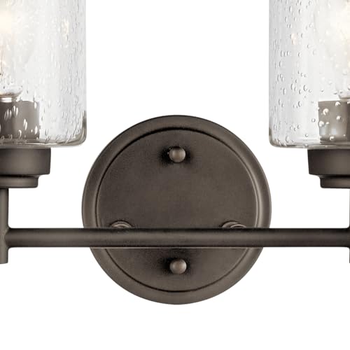 KICHLER Winslow 12.75" 2 Light Vanity Light with Clear Seeded Glass in Olde Bronze® - color: Old Bronze, size: 13"