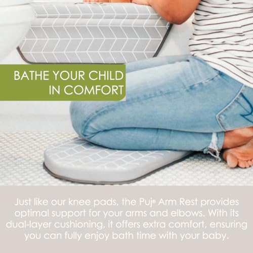 Puj – Pad Bathtub Arm Rest, Extra Comfortable Elbow Rest, Non-Slip, Firm-Grip Baby Bath Tub Cushion with Hanging Loop, Stylish Baby Bath Essentials, 17.5 x 5 x 2.25 inches - size: 1 Count (Pack of 1)