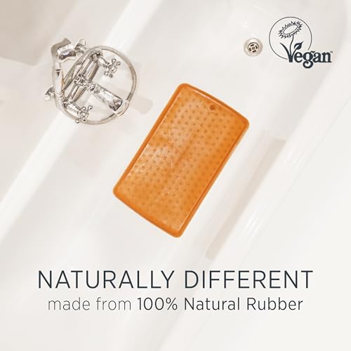HEVEA Baby & Toddler Bath Mat - 100% Natural Rubber Non Slip Bathtub Mat for Baby - Upcycled, Danish Design - Safe & Sustainable Bathroom Essential (Natural) - color: Natural, size: 21.7" x 12.6" (Rectangular)