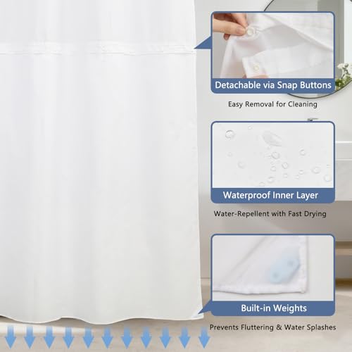 No Hook Waterproof Shower Curtains, Snap-in Shower Curtain Liner with Weighted Hem & Top Window, Nautical Shower Curtain for Bathroom, Hotel and Gym, 71x74 Inches - color: Coastal Lighthouse