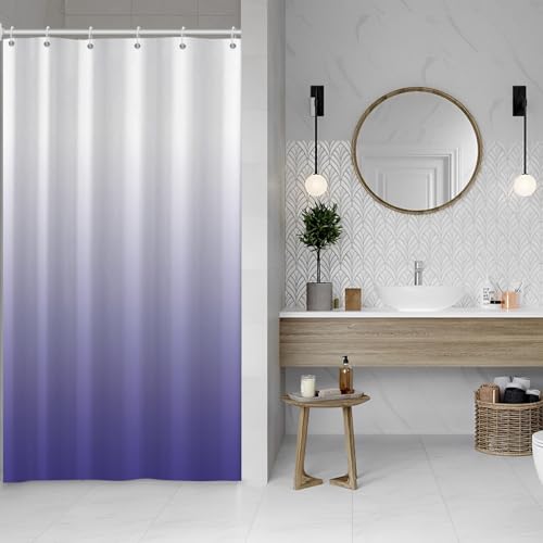 Ombre Purple Stall RV Shower Curtain with Hooks 36x72inches | Machine Washable Waterproof, Modern Solid Boho Gradient, Bathroom Dorm Hotel Room Divider, Easy to Install, Window Curtain - color: Purple, size: 36"W x 72"L (Pack of 1)
