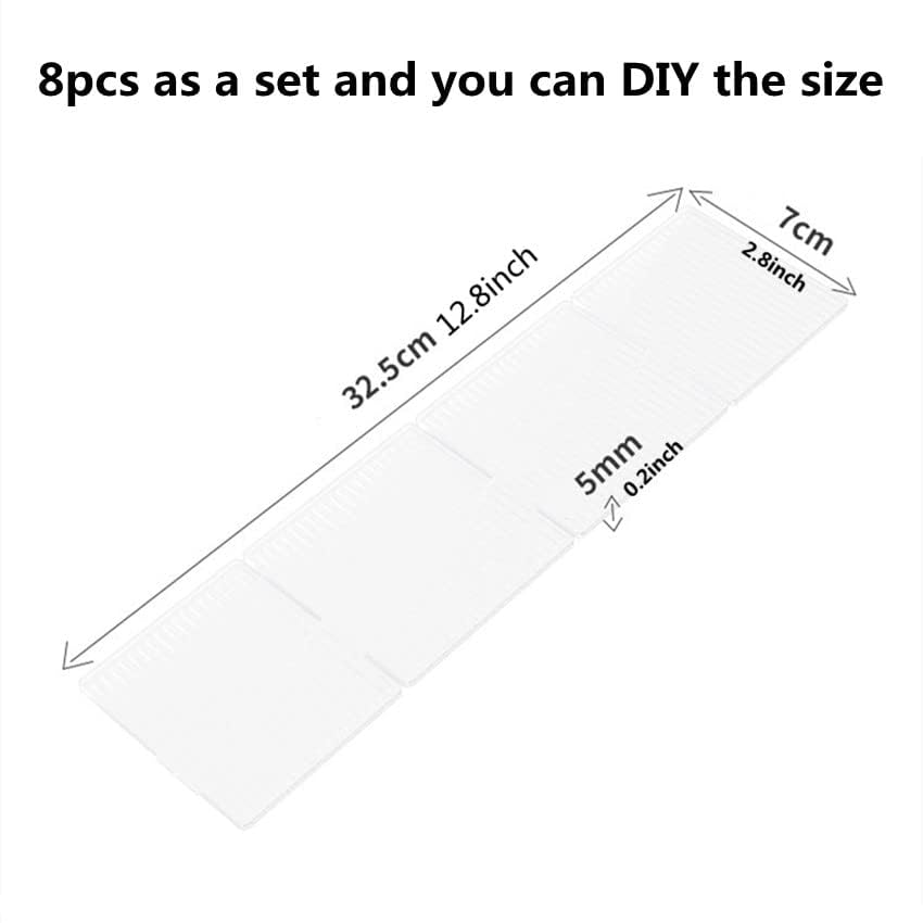 8pcs DIY Plastic Drawer Organizer Adjustable Drawer Dividers for Home Tidy Closet, Socks, Underwear, office school supplies, kitchen utensil tools (Clear Green) - color: Transparent Green