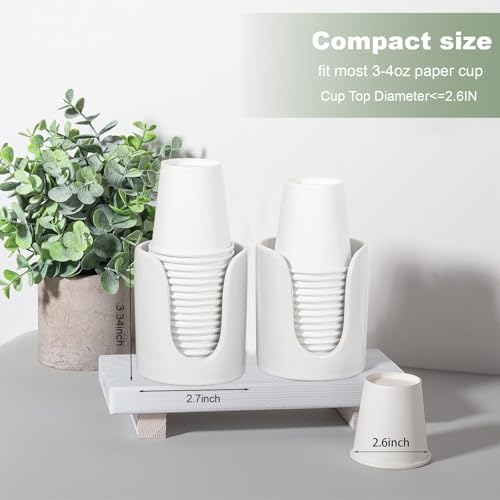 Ceramic Bathroom Cup Dispenser, Fits 3–4 Oz Cups, 2 Pack, White | Small Countertop Cup Holder for Mouthwash & Rinsing – Non-Slip Base, Easy-Access Design, Kitchen & Bathroom Ready - color: White, size: 2 Pack