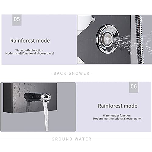 Led Shower Panel Tower System Digital Display Shower Column Thermostatic Shower Panel System, Shower System with Shower Head, Handheld Shower, Body Jets, Tub Spout,Black,Black - color: Black