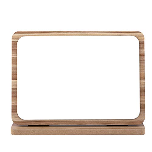 Aestivate Rectangle Compact Table Mirror Standing Wood Framed Mirror Desktop Mirror 90 Degree Rotating Mirror for Makeup Cosmetic (Vertical Rectangle) - size: 8.2"L x 6.6"W