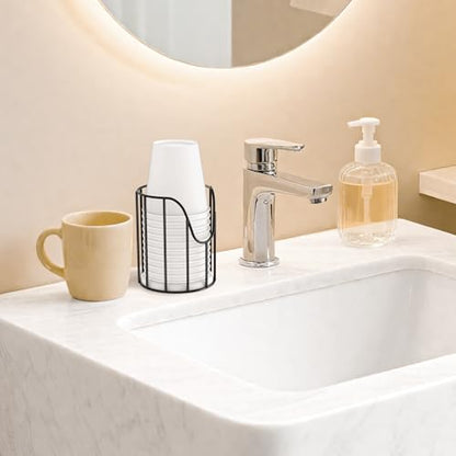 Luxspire Bathroom Cup Dispenser, 3-5oz Dixie Cup Dispenser, Metal Dixie Cup Holder, Disposable Paper Cup Holder for Bathroom, Cotton Pad Holder, Guest Bathroom Essentials, Black | Holds 3-5oz Dixie cups, Spring-loaded mechanism, Essential for guest bathro