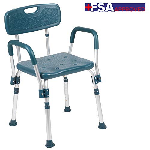 Flash Furniture HERCULES Series 300 Lb. Capacity Adjustable Navy Bath & Shower Chair with Quick Release Back & Arms - color: Navy