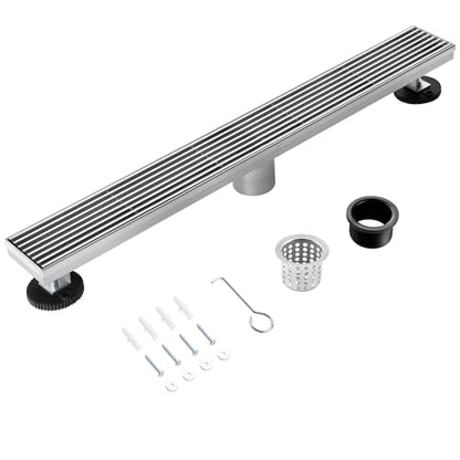 Linear Shower Drain, 28 inch Brushed Nickel | Including Hair Catcher and Removable Grate, 304 Stainless Steel, Easy to Install and Clean (Drain Base Not Included) - color: Brushed Nickel, size: 28 inch