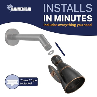 HammerHead Showers® Solid Metal 2 Inch High Pressure Shower Heads - OIL RUBBED BRONZE – 2.5 GPM Shower Heads High Pressure - High Flow Shower Head with ADJUSTABLE SPRAY PATTERN - Fixed Shower Head - color: Oil Rubbed Bronze, size: 2.5 GPM Standard