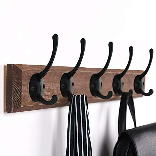 IBosins 32 Pack Black Double Coat Hooks Wall Mounted with 64 Screws | Retro Double Hooks Utility Hooks for Coat, Scarf, Bag, Towel, Key, Cap, Cup, Hat - color: 32 Pcs Black