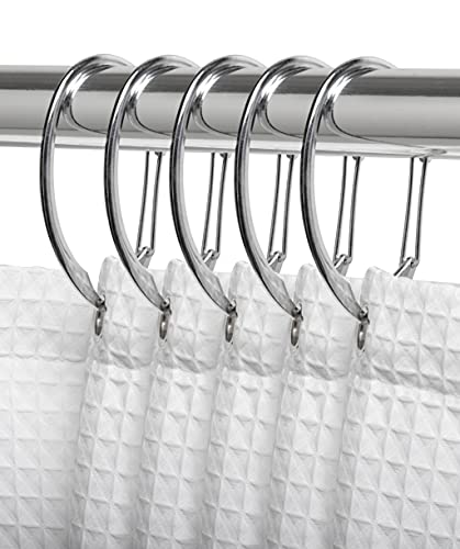 Shower Hooks - Shower Curtain Rings for Bathroom - Rust Proof Shower Curtain Hooks for Shower Curtain or Liner - Set of 12, Polished Chrome - color: Chrome