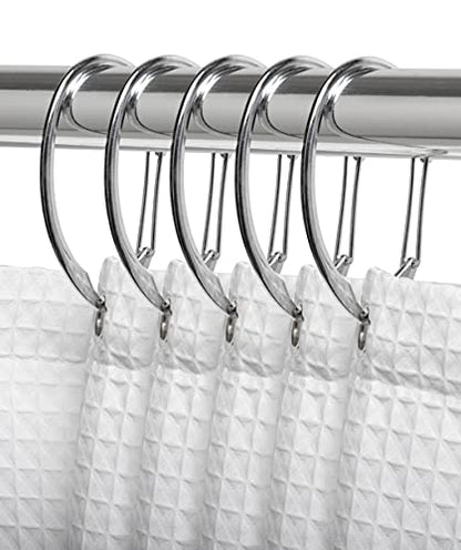 Shower Hooks - Shower Curtain Rings for Bathroom - Rust Proof Shower Curtain Hooks for Shower Curtain or Liner - Set of 12, Polished Chrome - color: Chrome