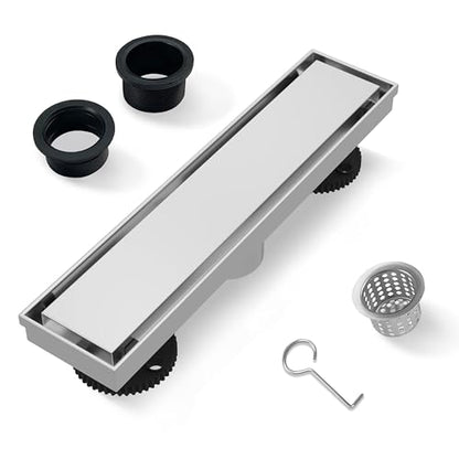 12 Inch Linear Shower Drain Brushed Floor Drain with Removable SUS304 Stainless Steel CUPC Certificate and 2-in-1 Tile Insert Grate Cover - color: Brushed, size: 12inch
